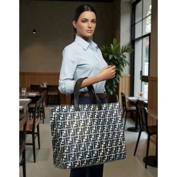 Fendi Shopper Tote Joshua Vides Zucca Coated Canvas Large - Picture 2 of 16